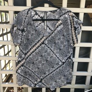 NWT Ella Moss Silk Paisley Floral Short Sleeve Top